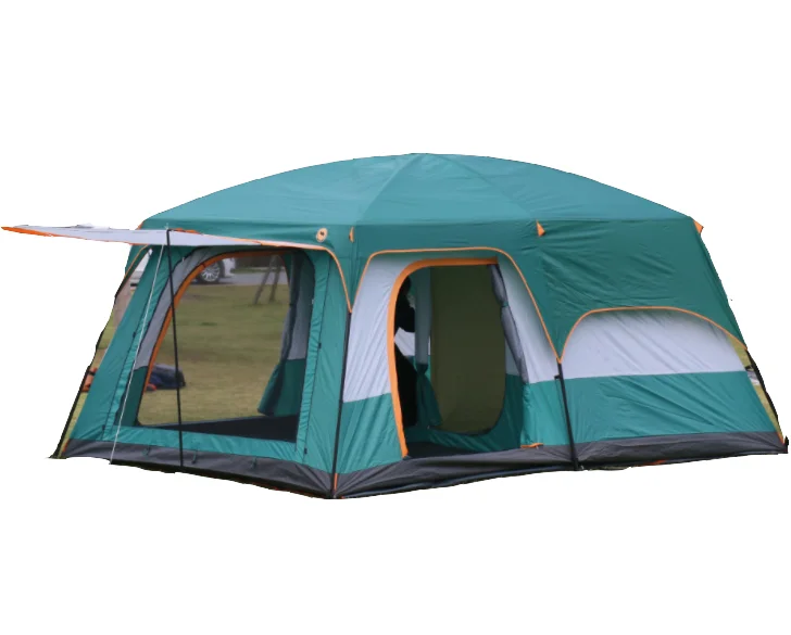 Custom Two Rooms One Hall Straight Wall Large Glamping Camping Tents 8 10 12 Persons Waterproof Outdoor Family