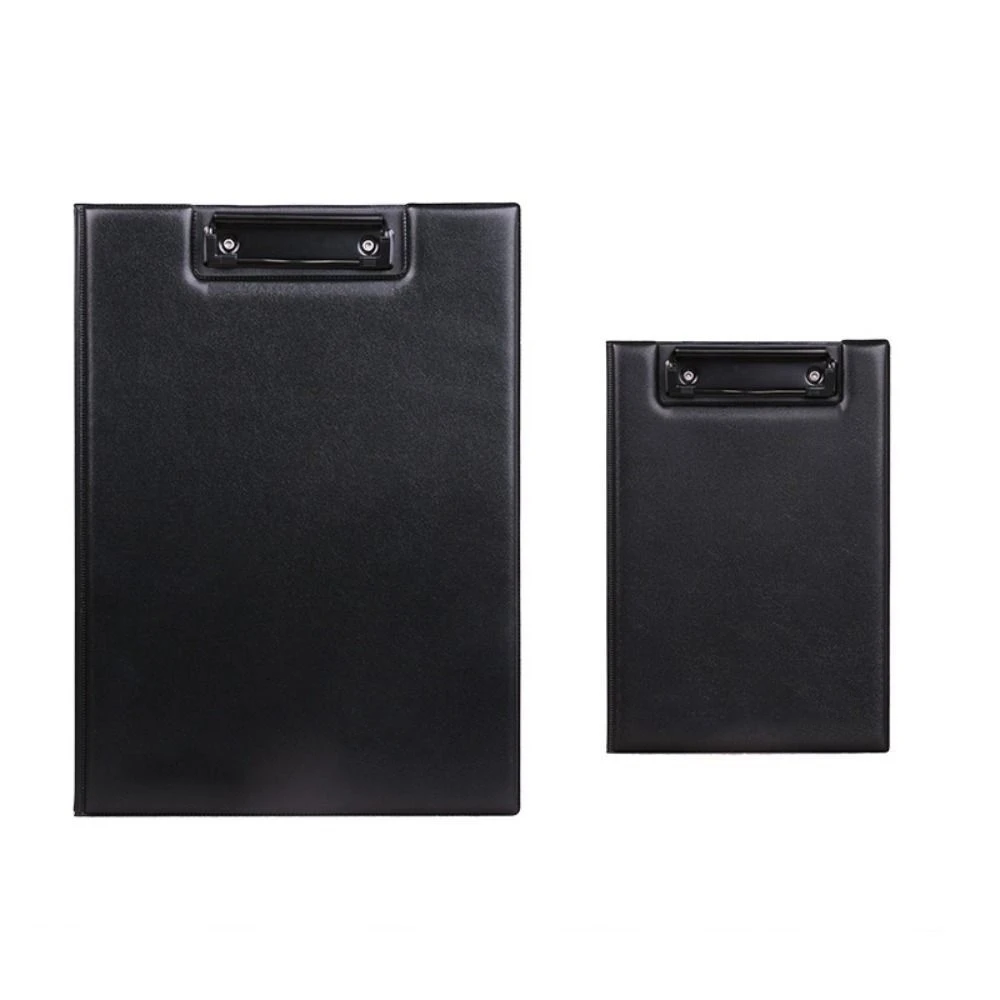 High Grade PU Leather File Folder Black A4/A5 Clip Boards Vertical Plate Hardboard Document Holder Business Meeting