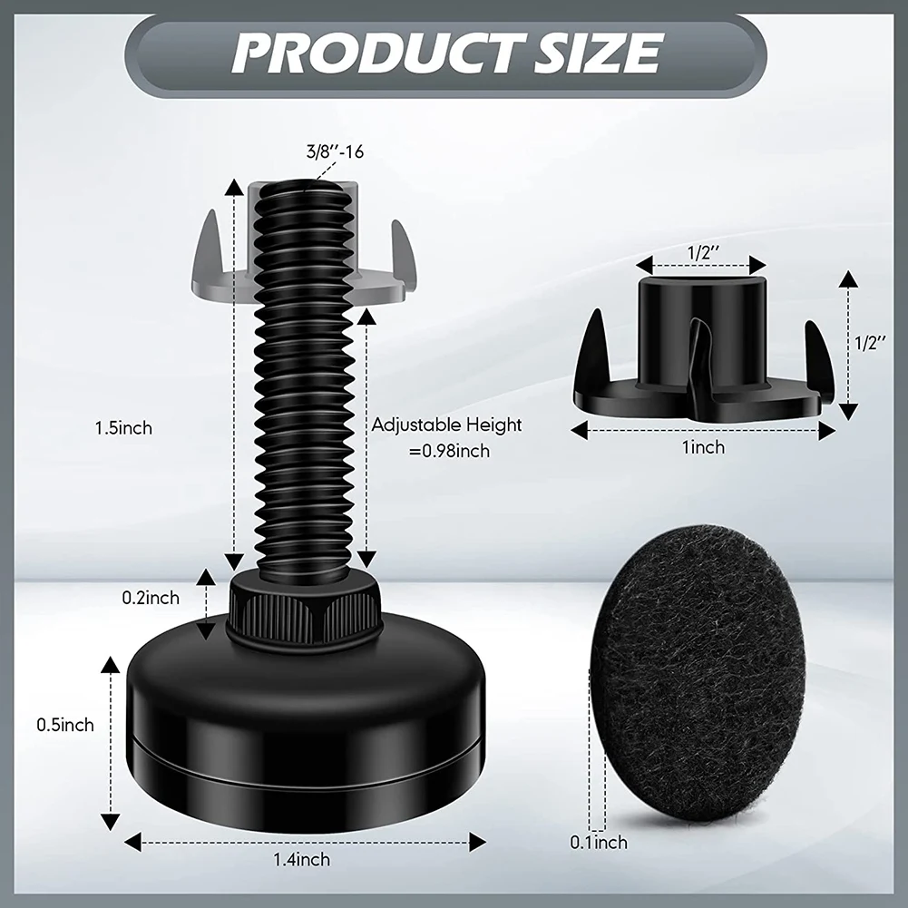 5 Set Adjustable Furniture Leveling Feet,Adjustable Leg Levelers for Cabinets Sofa Tables Chairs Raiser,with T- Nut Kit