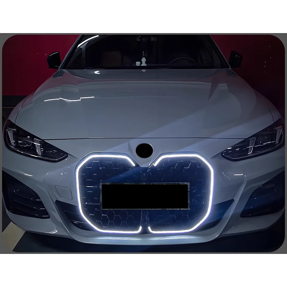 شبكة LED الجبهة العلوية المبرد تجميل شبكات السباق لسيارات BMW G22 4-Series 2-Doors 420i 430i 435i M440i LCI 2020 + مع الضوء