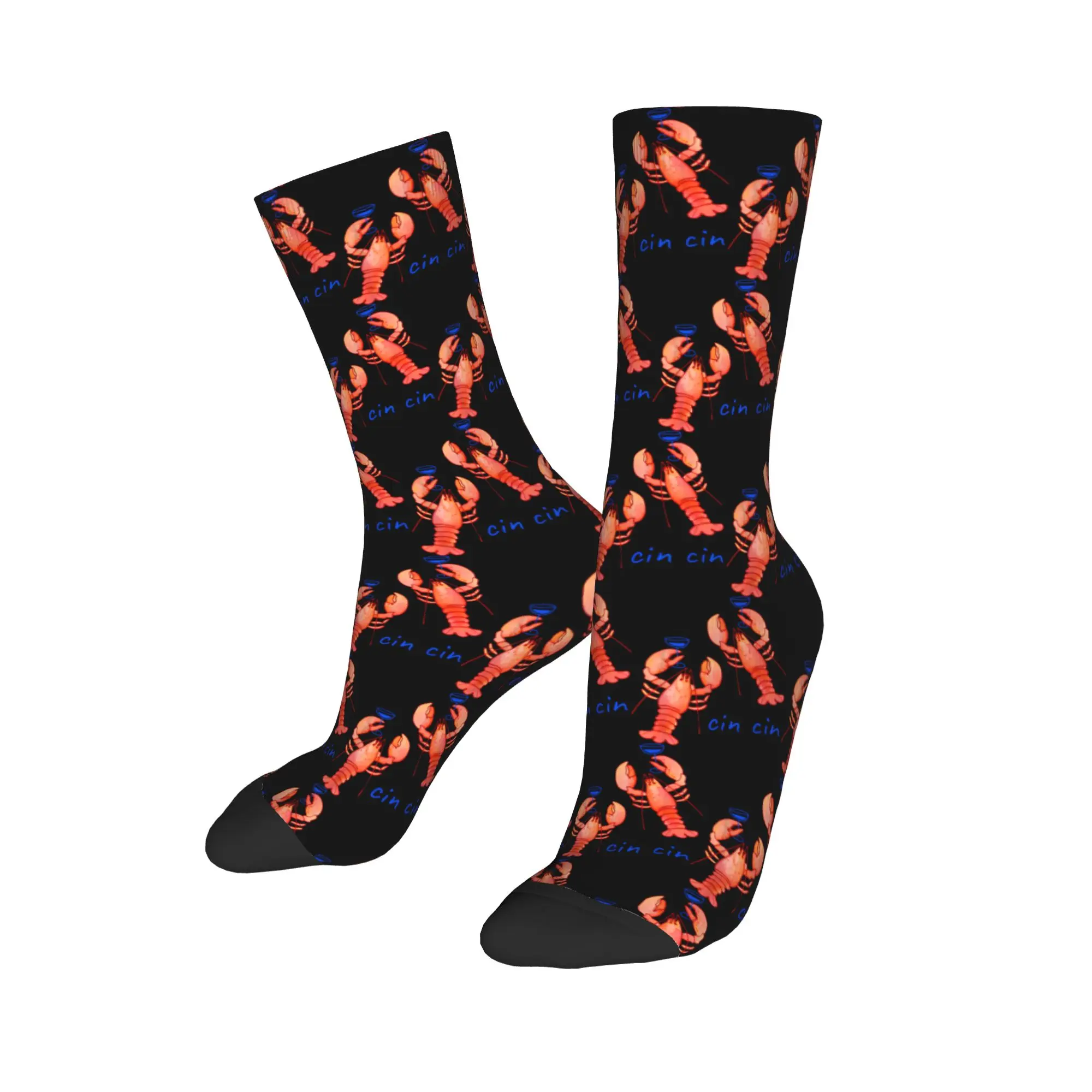 Autumn Winter Hip-hop Unisex Lobster Martini Case for Summer Seafood Cocktail Socks  Non-slip Football Socks