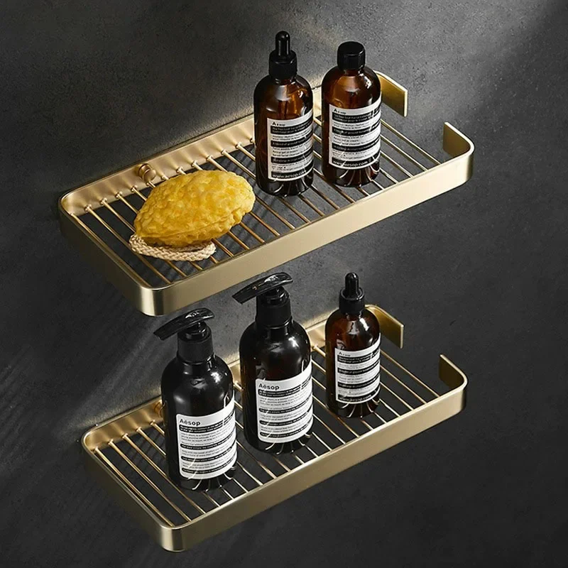Copper Gold Bathroom Storage Holder Chrome Bathroom Shelf Wall-mount Rose Gold Bathroom Corner Shelf kitchen storage shelf