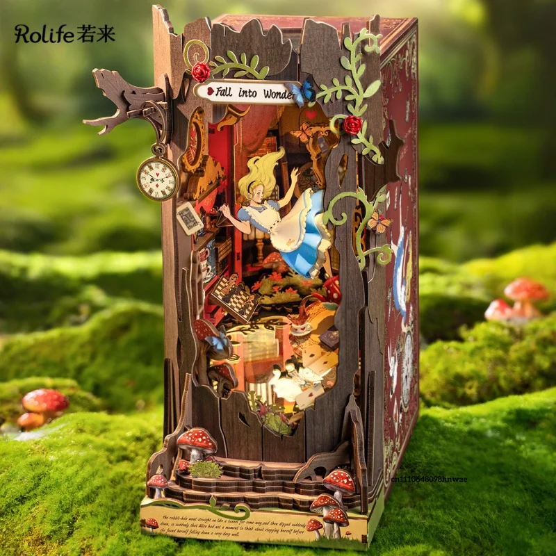 

Rolife Alice in Wonderland Bookend Series Building Block House Model Ornament Bookshelf Decoration Children's Gift