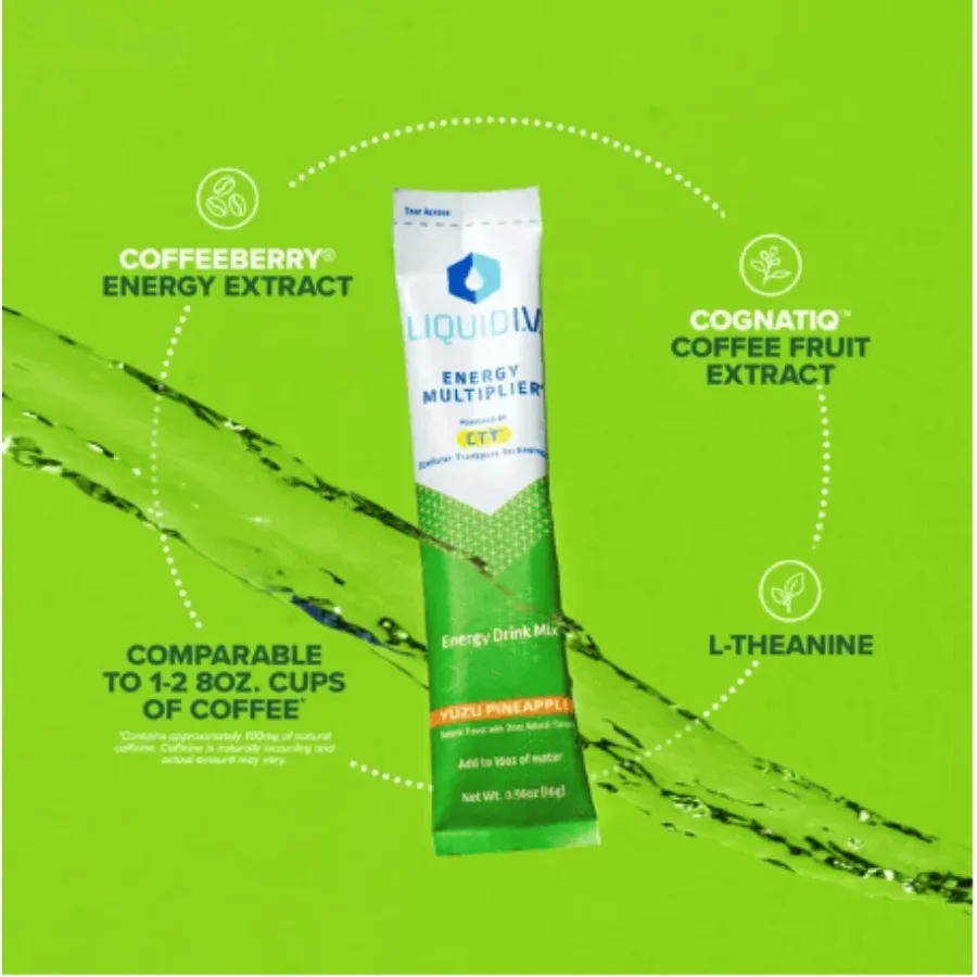 ของเหลว I.V. Energy Multiplier Energy Powder Packet เครื่องดื่มผสม; ยูซุสับปะรด; 6 กะรัต