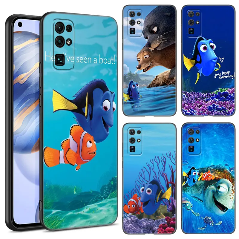 Finding Nemo Dory Black Silicone Phone Case For Honor 70 90 Lite X40 GT X50 i X5 Plus X6A X6S X7A X8A X8B X6 X7 X8 X9 4G X9A X9B