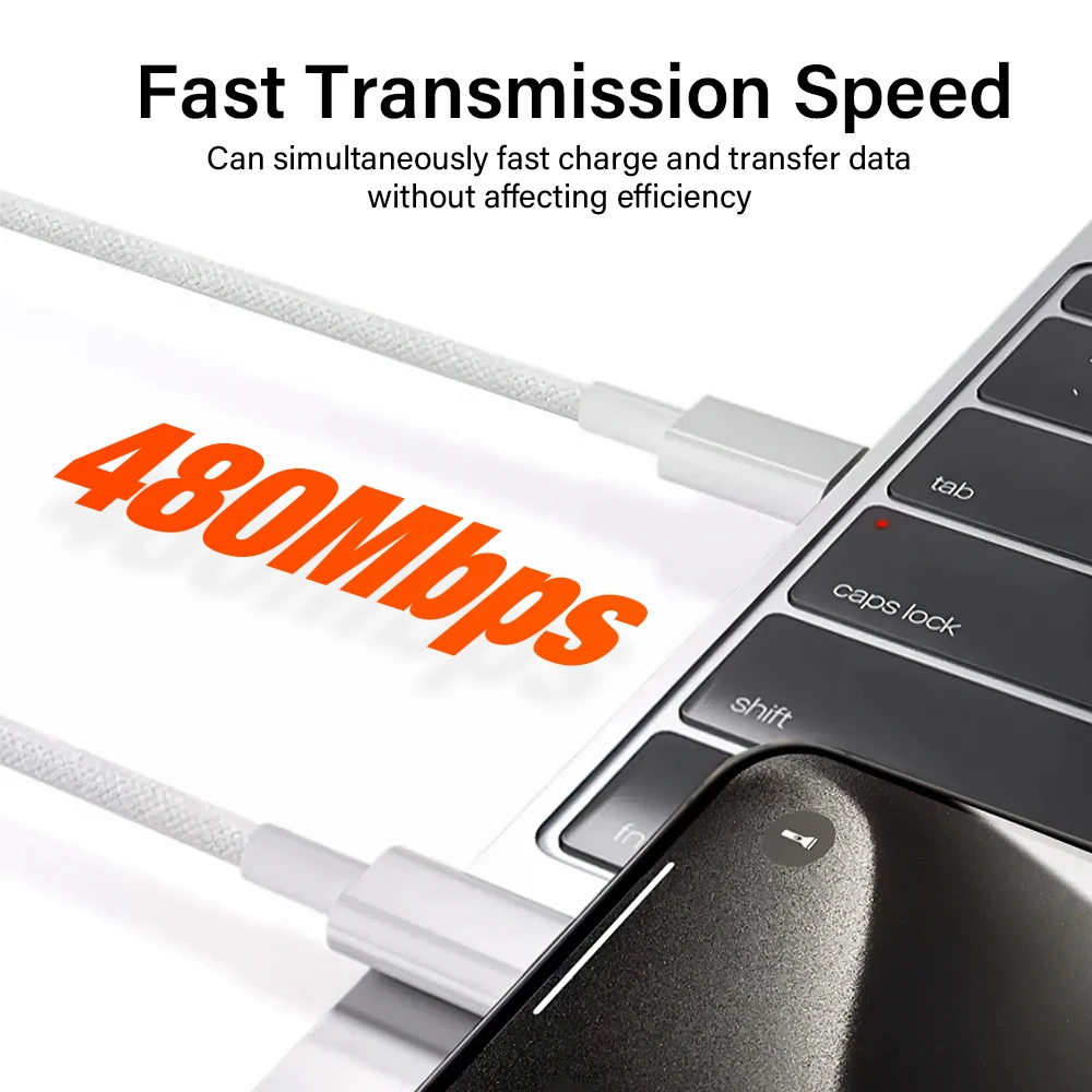 

60W USB Type C Weaving Charging Cable For Apple iPhone 17 16 15 14 13 12 Pro Max Plus USB C Fast Charge Cable Phone Accessories