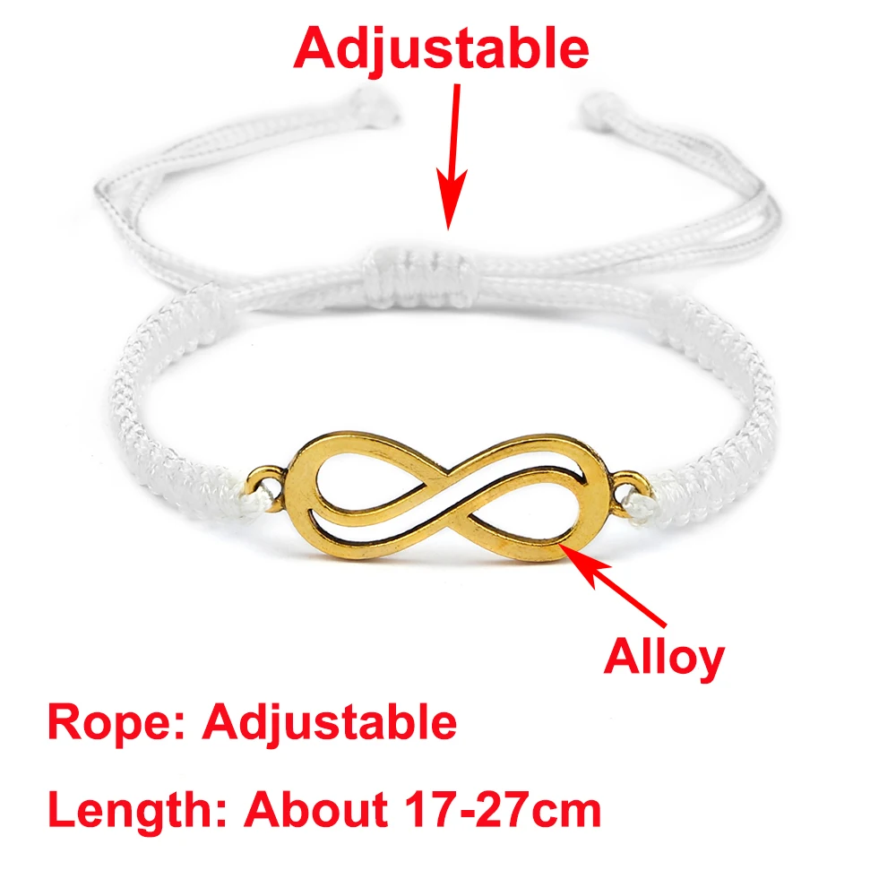 Alloy Infinity Braided Bracelet Red Black Thread Adjustable Handmade Lucky Bracelets & Bangles Men Women Yoga Charm Jewelry Gift