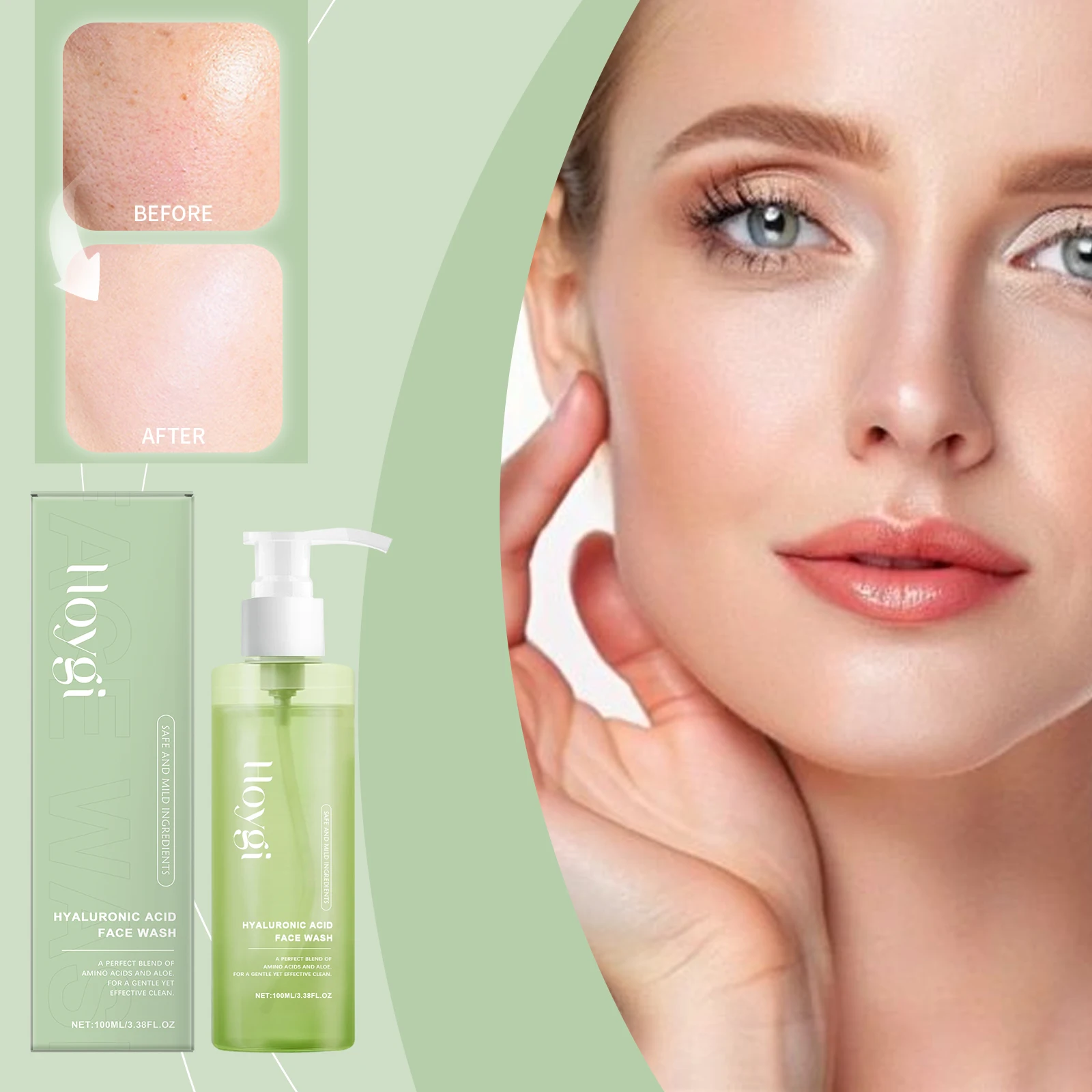 Hyaluronsäure-Gesichtswaschmittel – 100 ml/3,38 oz Sanfter Reiniger mit Aminosäuren