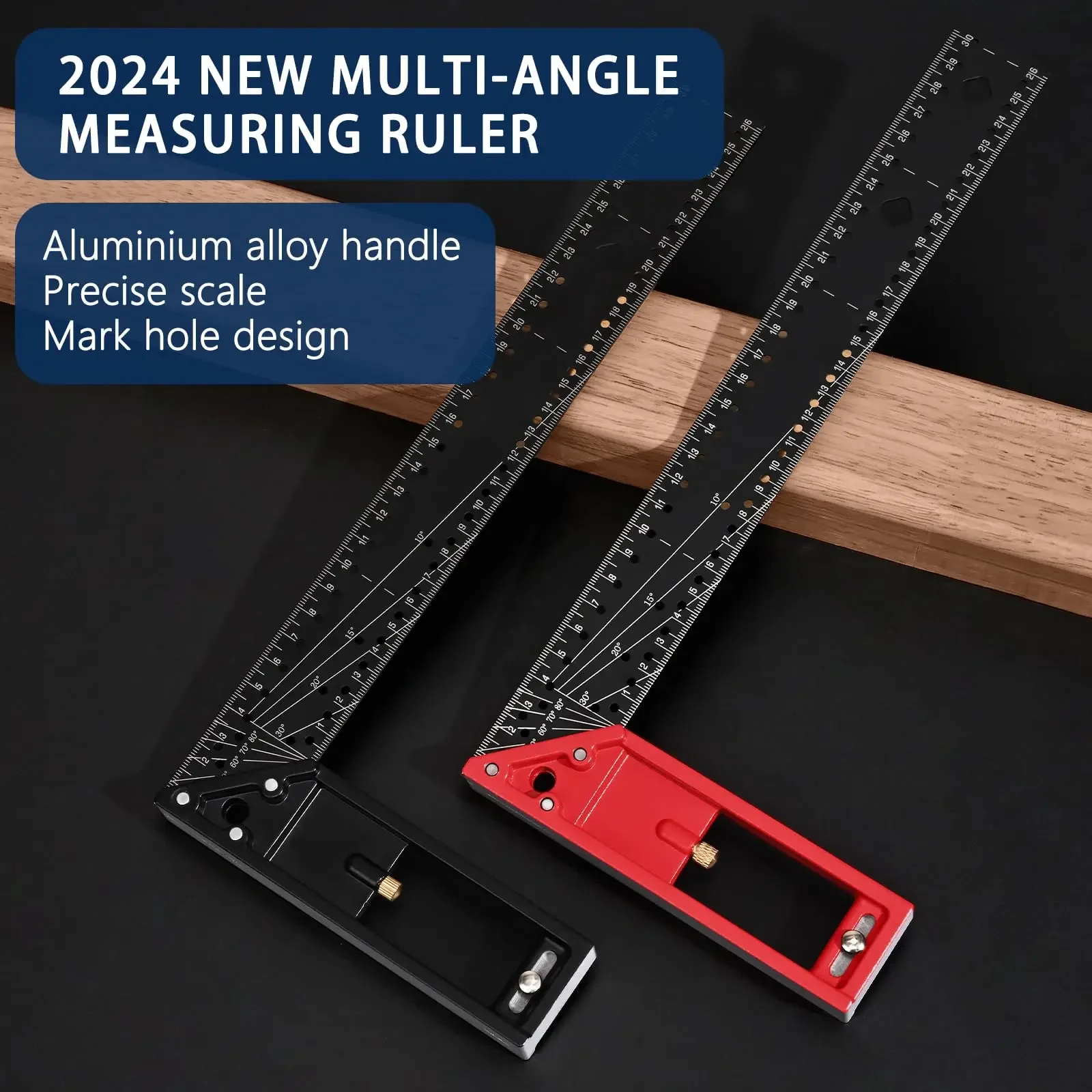 Multifunctional Right Angle Ruler 45/90 Degree Hole Angle Ruler Industrial Grade Positioning Marking Woodworking Drawing Ruler