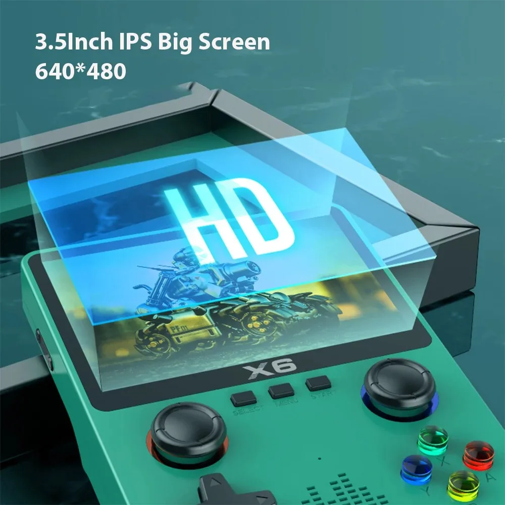 New Video Game Consoles X6 3.5Inch IPS Screen Handheld Game Player Dual Joystick 11Simulators GBA Video Game Console for Kids Gi