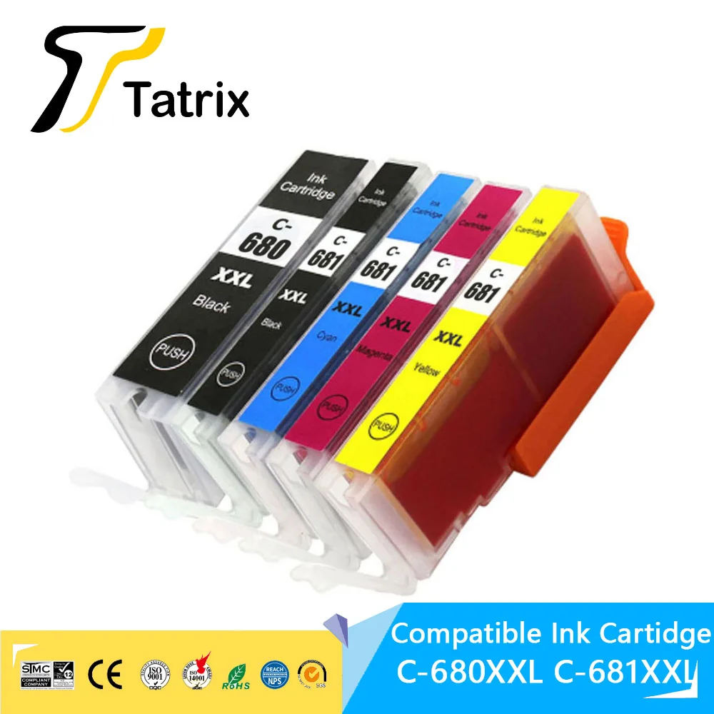 Tatrix PGI680 PGI680XXL CLI681XXL ink Cartridge Compatible for Canon PIXMA TS706/TR7560/TR8560/TS6160/TS6260/TS8160/TS8260/ 9160