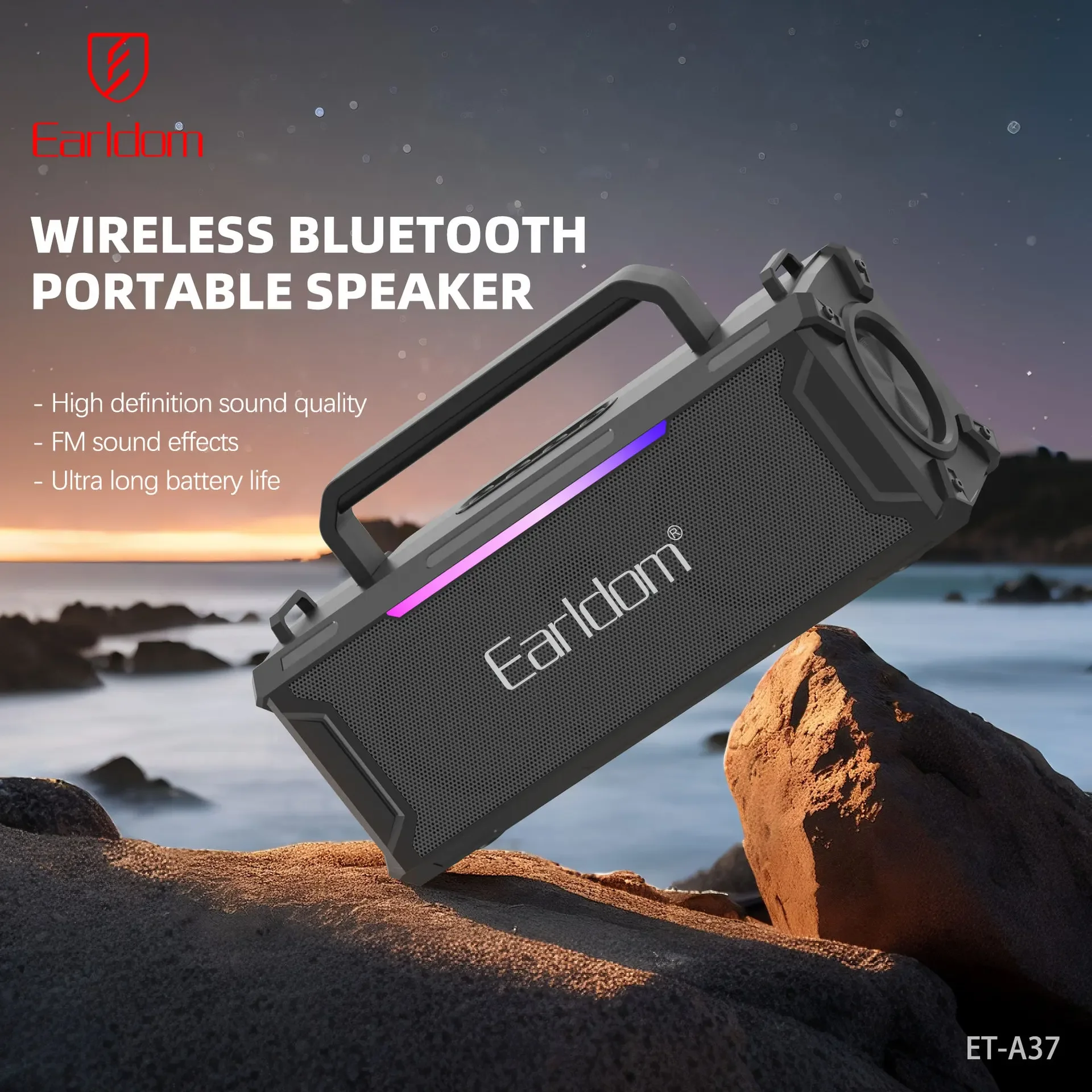 Outdoor Audio Bluetooth Card Portable Subwoofer Hi-Fi 3D Surround Sound Wireless Speakers with FM Function Support USB TF Player