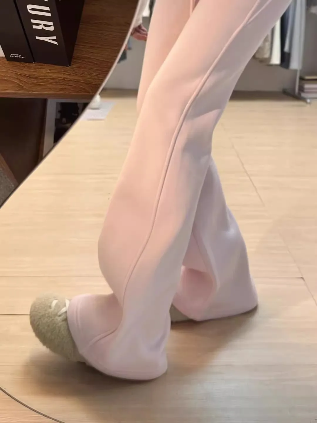 

Женские спортивные брюки для йоги с высокой талией, облегающие, расклешенные, повседневные, американского стиля, розовые, микро-клеш