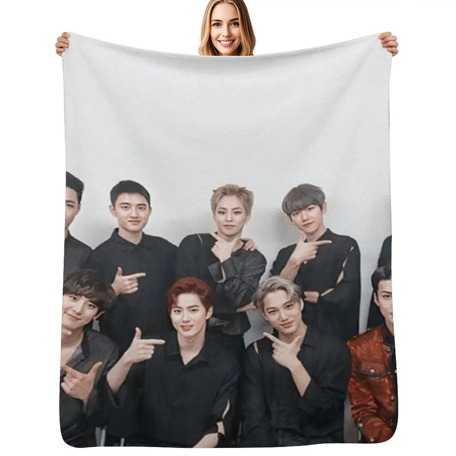OT9.EXO.BOYZ رمي بطانية للأريكة الزخرفية الفاخرة العلامة التجارية لطيف منقوشة لبطانيات الشتاء