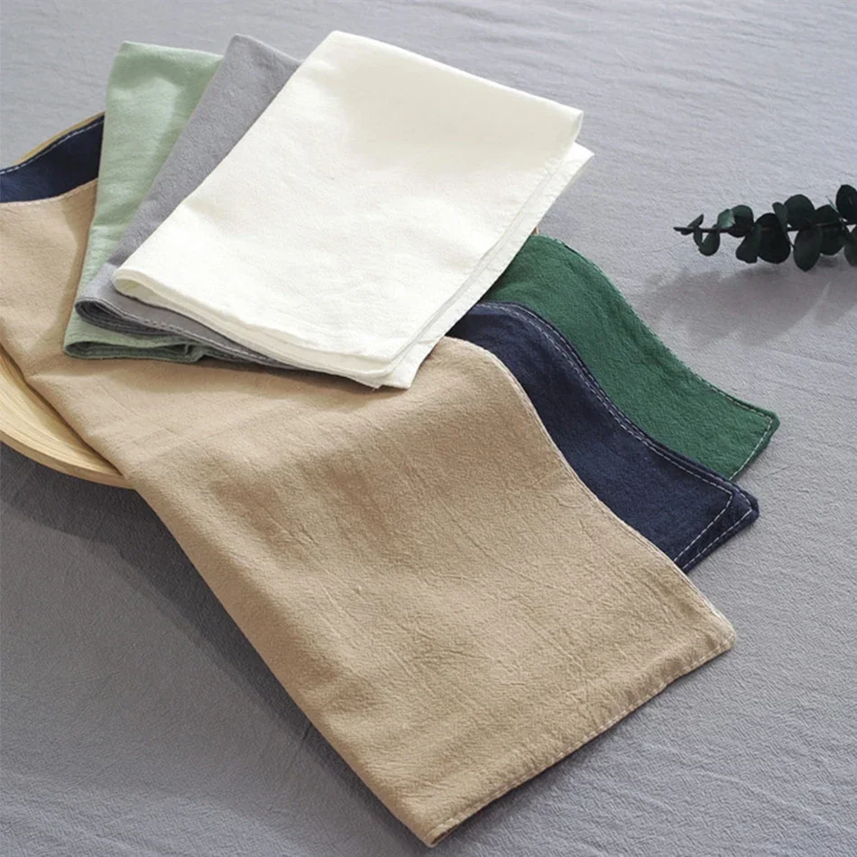 6PCS Solid Color Cotton Napkins,Non-Slip Heat Insulation Placemat,Coffee Tea Dinner Table Mat,Handmade Coaster,Washable Doily