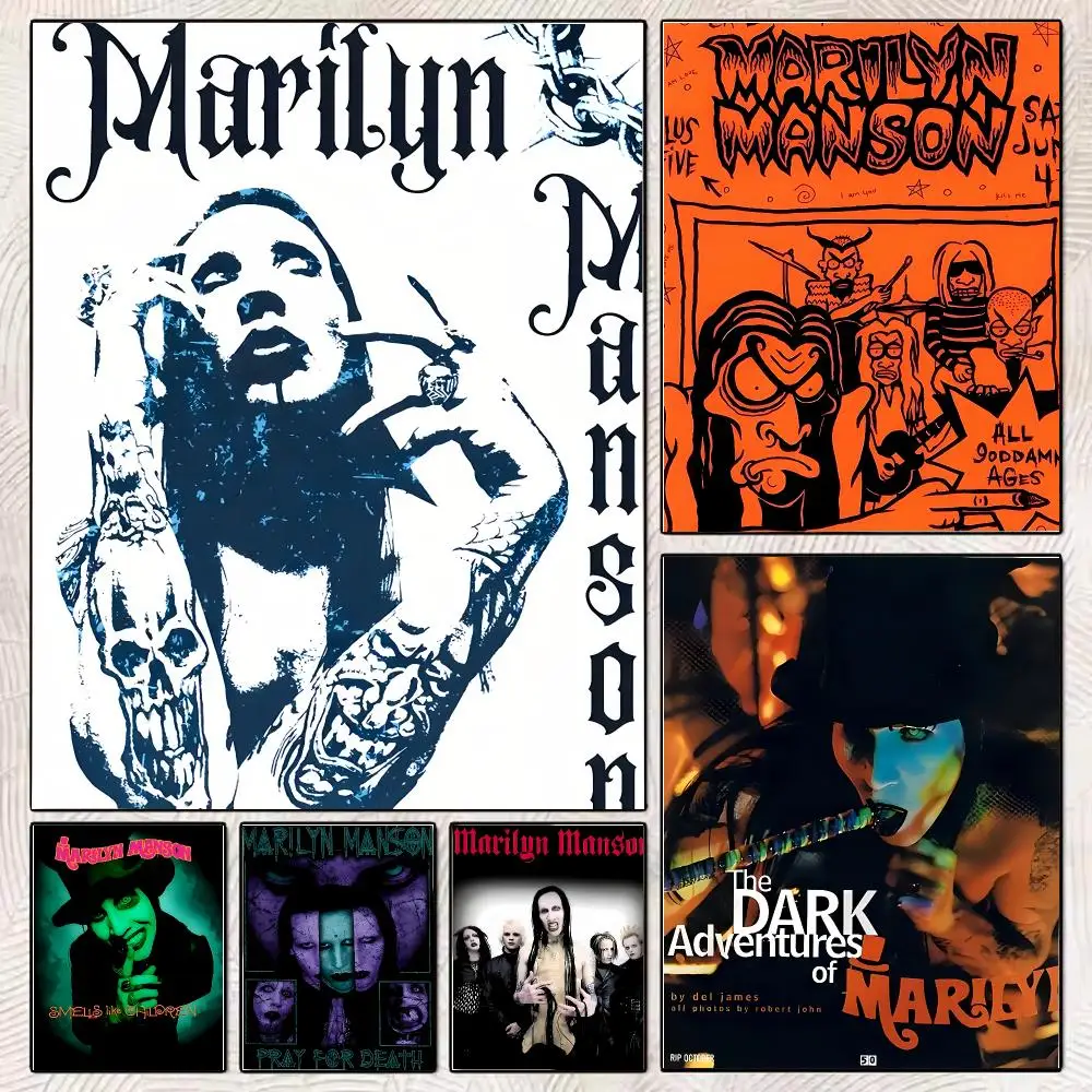 Siunger M-Marilyn Manson Painting Calligraphy Stylish Canvas Poster Wall Art for Living Room Bedroom Office Home Decor