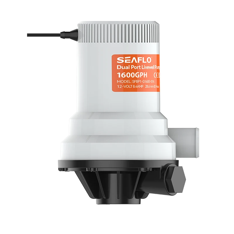 

STLF 01 Series 1600 GPH Dual Port Livewell Pump 1" NPT Inlet 12V Aerator Pump Long-life Motor Bilge Pumps