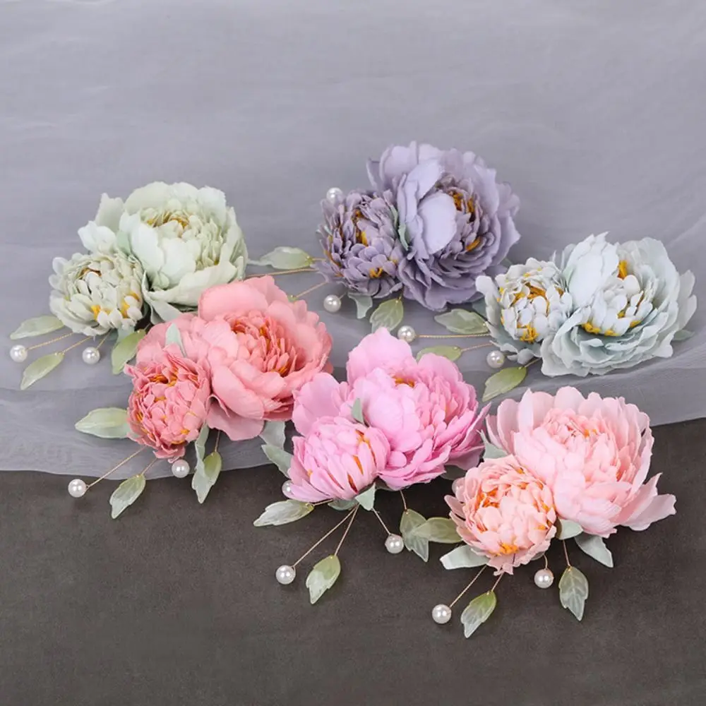 Flower Brooch Flower Hair Clip Hairpin Headwear Pearl Floral Hair Pins Cloth Hair Styling Barrettes Wedding Decorattion