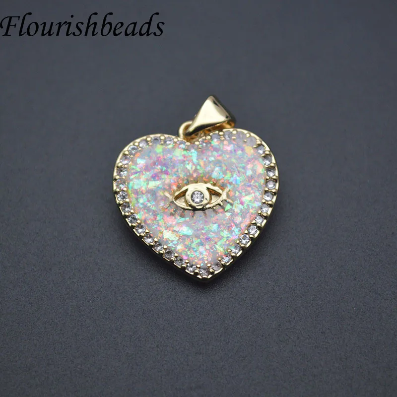 Luxury Cute Sweet Opal Pink Heart Shape Pendant Charms for Women Girl DIY Fashion Jewelry Necklace