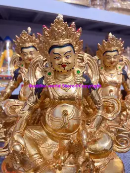 20cm Asie Buddhismus MĚDĚNÉ zlacení Žlutá socha Buddhy Jambhala Mammon štěstí Bůh DOMOV Oltář uctívání Účinná ochrana 8 nejlepší prodej socha mamonu - №5