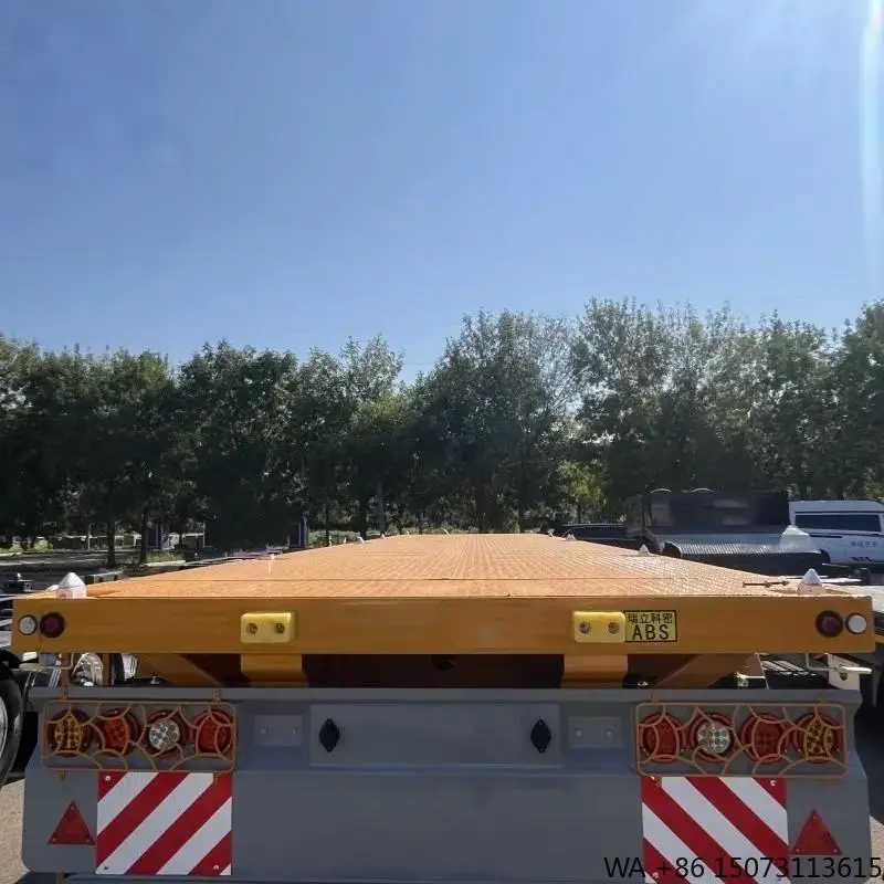 20/40ft Container Flatbed Semi Trailer with 12R22.5 Tires 2.00'' King Pin 3mm-4mm Anti-Slip Floor Plate