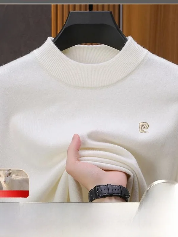 

Мужской кашемировый свитер Pierre Cardin класса люкс, утепленный, с воротником-стойкой, вязаный шерстяной джемпер для осени и зимы