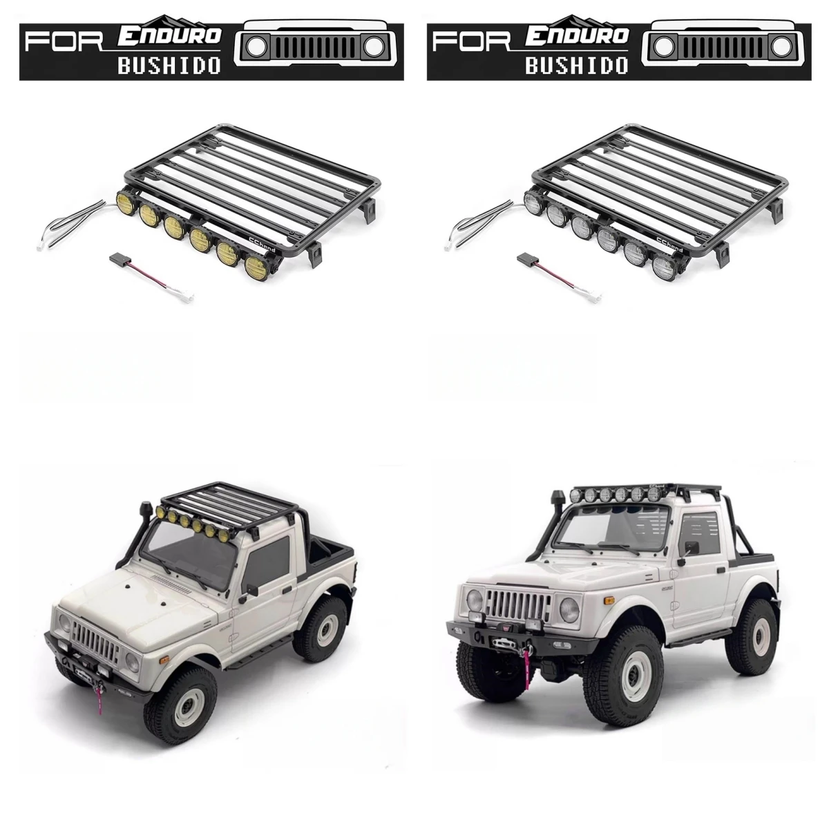 

1:10 Rock Crawler Truck AE Enduro BUSHIDO Багажник на крышу с комплектом ламп для игрушек с дистанционным управлением в масштабе 1/10 Опционарные детали радиоуправляемого автомобиля