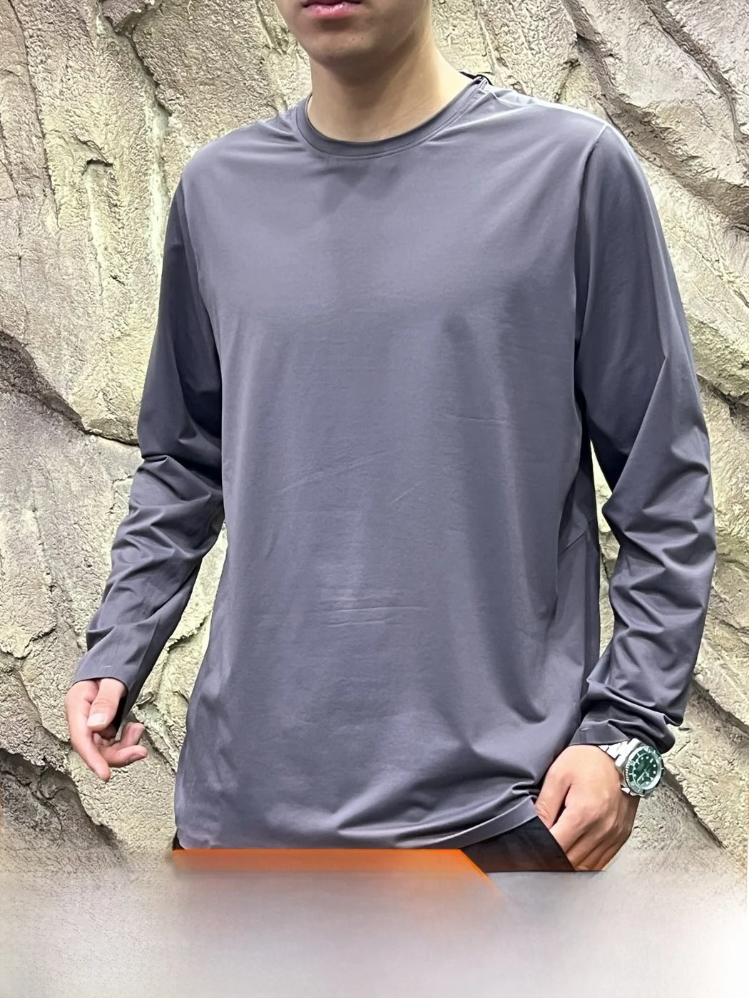 Business Travel Series Long Sleeve Base Shirt Laser Drilled Back Pressed Glue Skin Friendly Breathable Standard Fit Casual Style