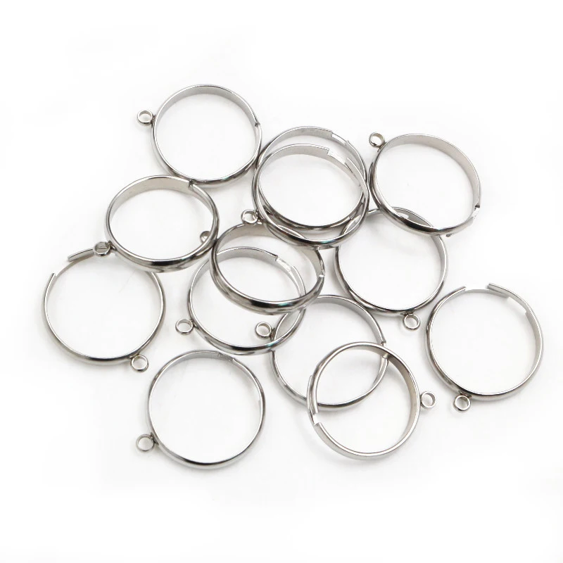 10 pz/lotto senza dissolvenza In Acciaio Inox 18mm Diametro Regolabile Anelli con Connettore ad Anello da 2mm Fai da Te Accessori per la Creazione di Gioielli