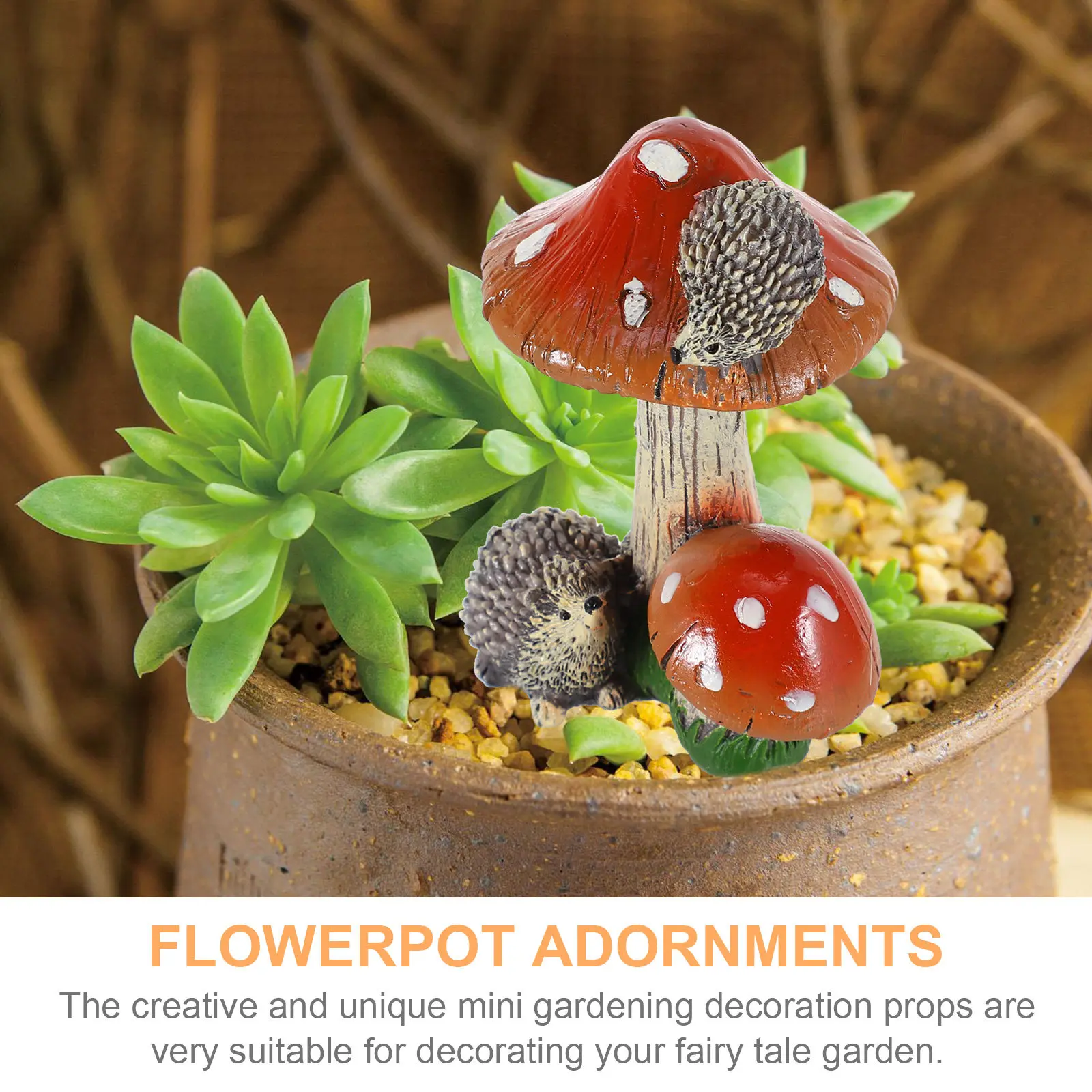 1Pcs Mini Mushroom Handicrafts Bright Ceramic Decorative Mushroom for Micro Landscape Potted Plant Decor Photography Props