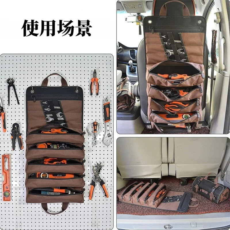 Wear-resistant Oxford cloth large-capacity roll-up hand tool bag, multi-functional large-capacity outdoor work handbag - view 4