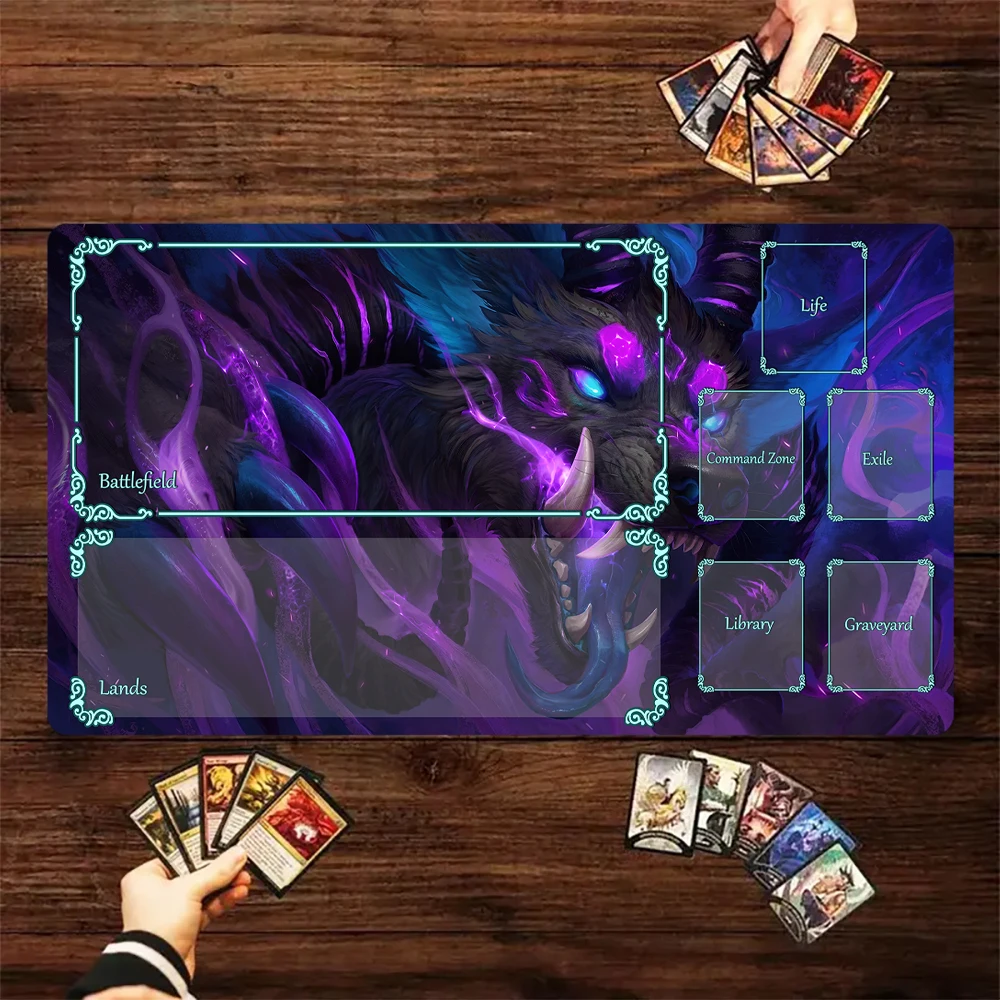 

Magic Card Playmat with zone unique giant magic Wolf anime MTG playmat gathering game mat Desk Mat Commander Battle playmat