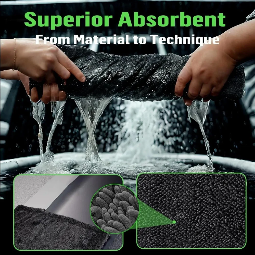 400GSM Ultra Absorbent Microfiber Car Towel with Twist Ring Design - Thickened Drying Towel for Auto Cleaning