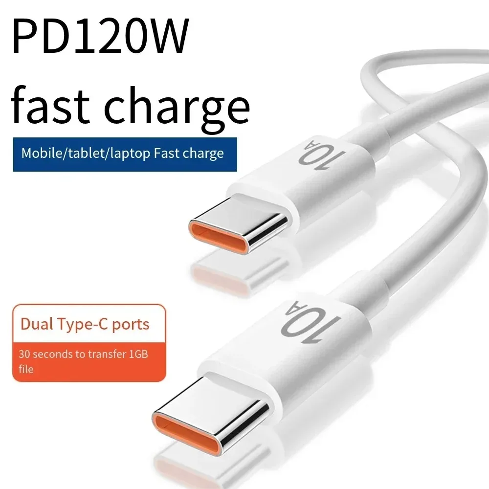 10A Kabel 120W Superschnelles Ladekabel Typ C zu Typ C Kabel Hochgeschwindigkeits-Datenübertragung für iPhone Samsung Xiaomi USB C Ladekabel