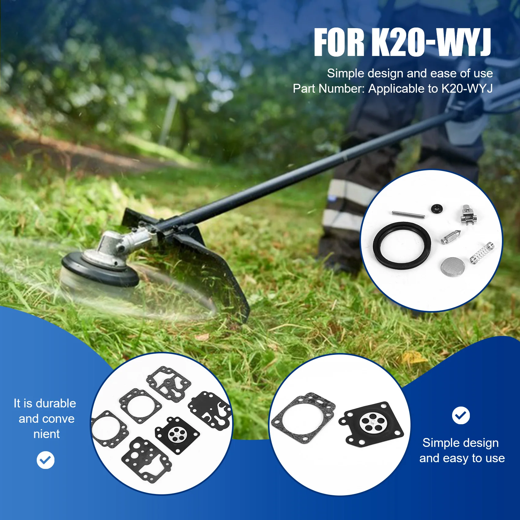 ABVJ-10Pcs Carburetor Repair Rebuild Gasket Needle Kit For Walbro K20-WYJ Echo Toro Ryobi Honda Homelite Trimmer