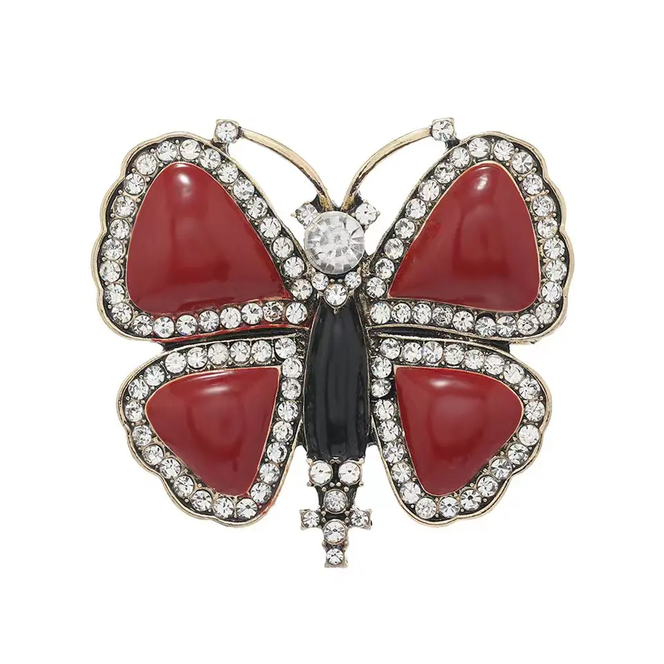 Medieval Style Retro Butterfly Shaped Jelly Glass Women Jacket Clip Fashionable and Minimalist Exquisite brooch accessories