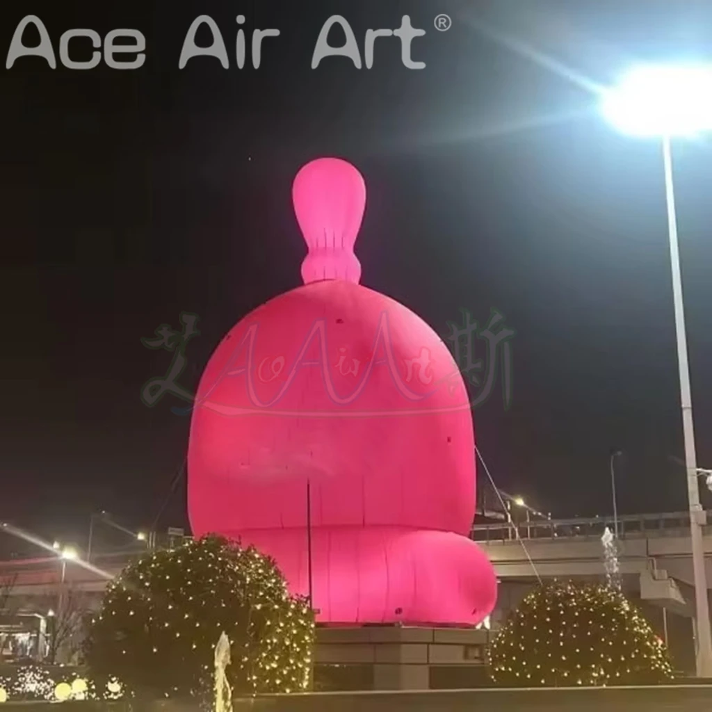 Campana rosa inflable para centro comercial con letras impresas, decoración de campana gigante inflable para pared de techo para publicidad