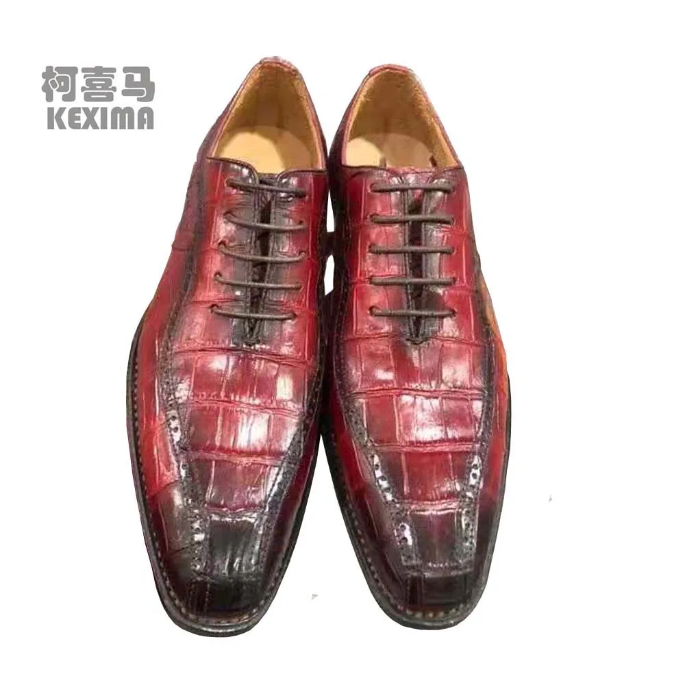 KEXIMA ourui new arrival men dress shoes male shoes man formal shoes crocodile leather men shoes  men crocodile shoes wine red