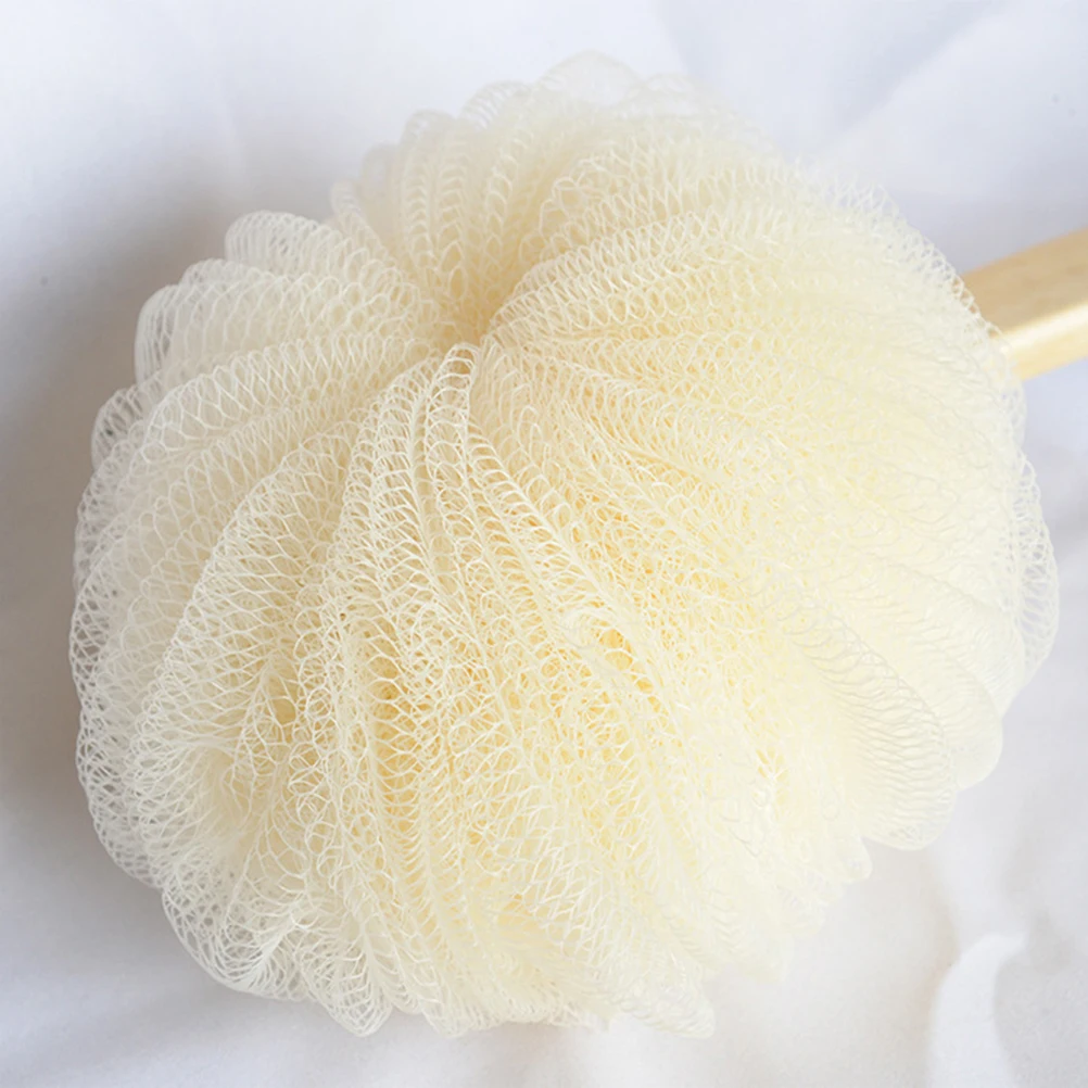 

Wooden Long Handle Flower Scrubber Exfoliating Bath Sponge Eco-Friendly Shower Bath Ball Gentle Skin Care Natural Lather