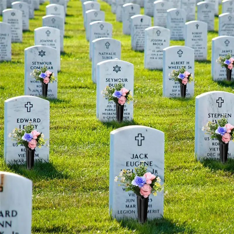 AEE4-20 Pack Cemetery Vases With Spikes,Plastic Vases For Flowers,Grave Decorations For Cemetery,Memorial Floral Vases
