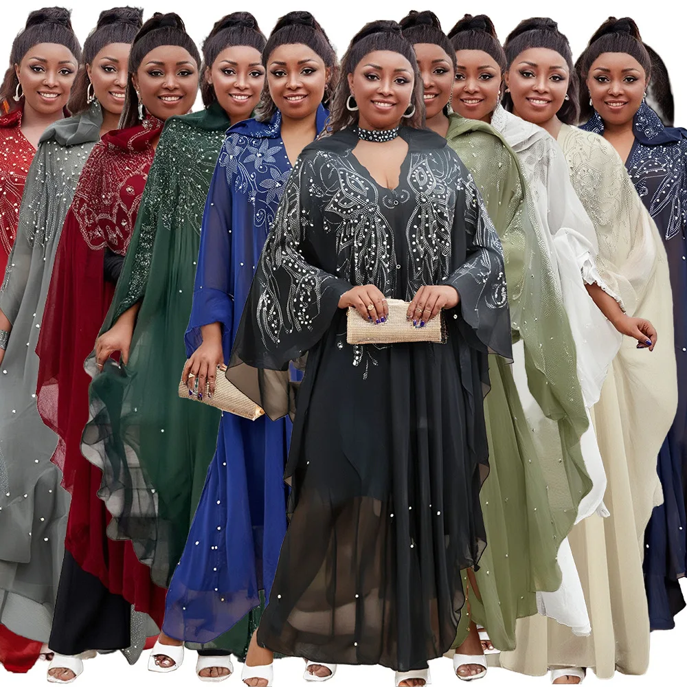 

Новый женский прозрачный длинный халат Batwing Sve Me с запахом и капюшоном, накидка Dr со стразами Hotfix