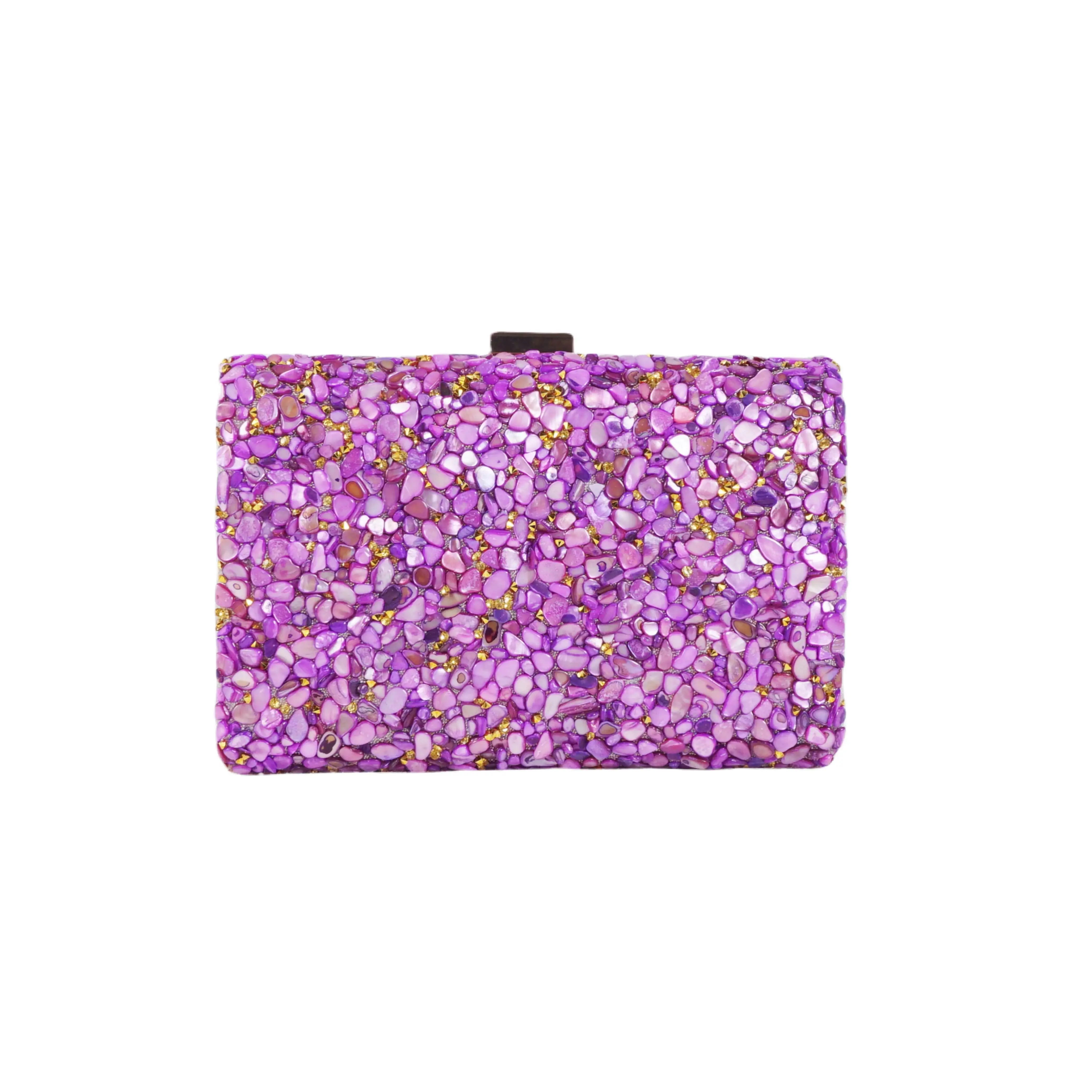 

A beautiful and noble banquet bag with colorful stones, suitable for ladies' parties, gatherings, and weddings.