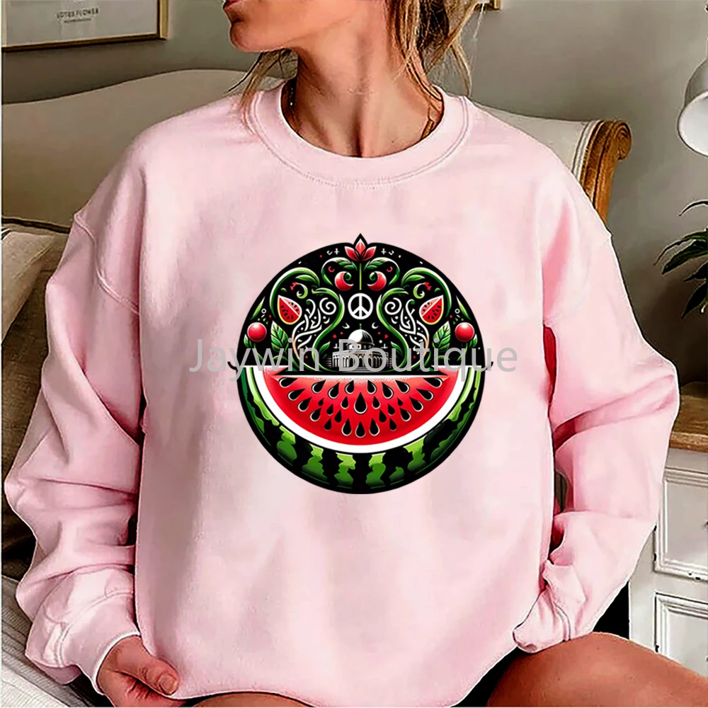 Watermelon Graphic Sweatshirt Aesthetic Fruit Shirt Human Rights Sweater Protest Tee Unisex Long Sleeves Crewneck Sweatshirts