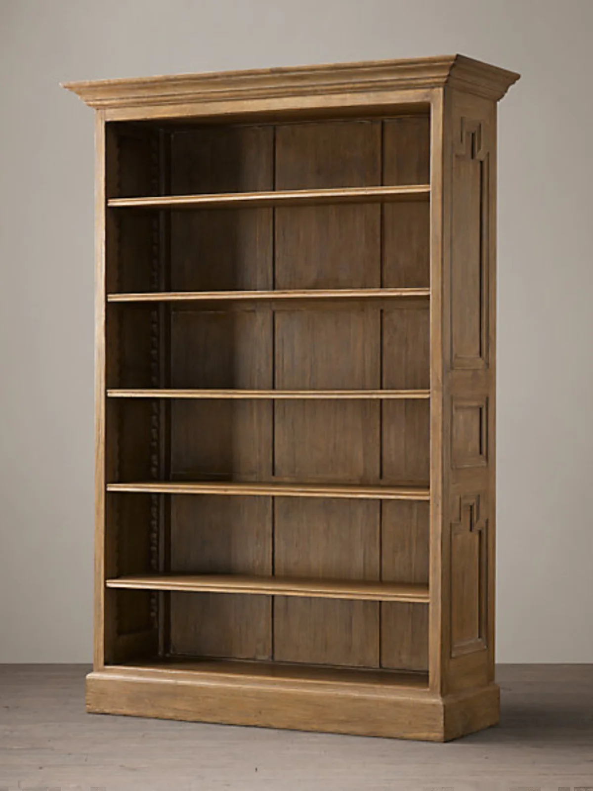 

American Country Solid Wood Bookcase Vintage Carved Oak Locker French Retro Display Cabinet