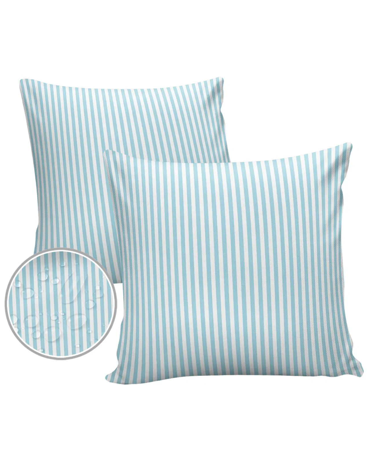 2/4PCS Outdoor Pillowcase Aqua Blue Pinstripes Waterproof Decorative Sofa Throw Pillow Cover Case Garden Patio Cushion Covers