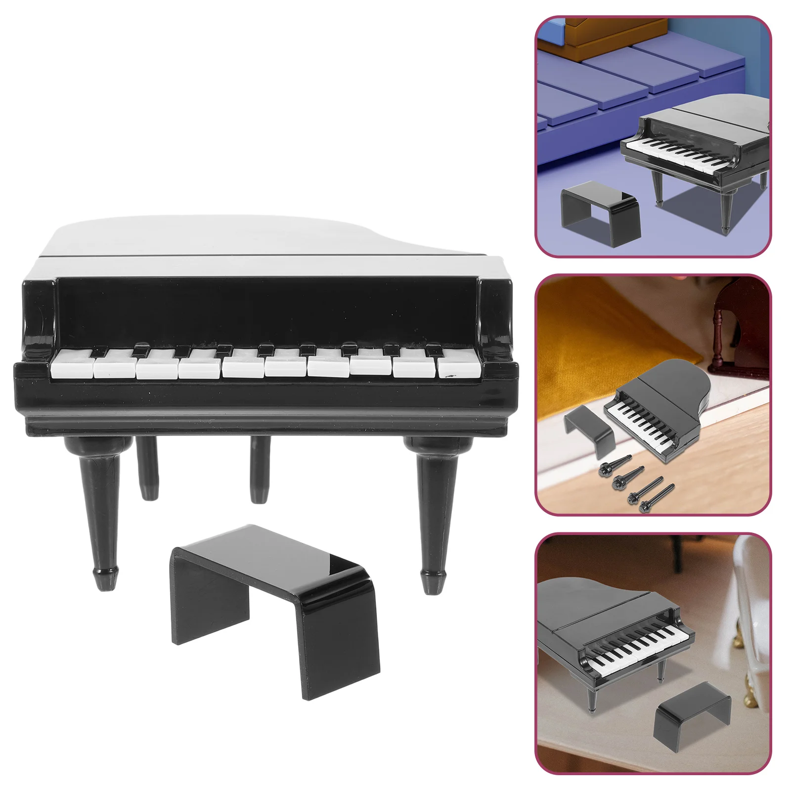 Keyboard for Kids Children's Toy Piano Model Miniature House Accessories Furniture 1 12 Scale Black