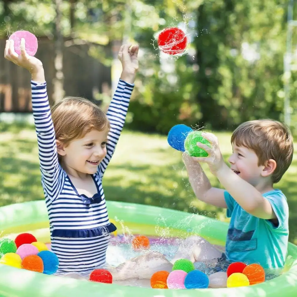 Bolas de imersão de água reutilizáveis esponja balões de água algodão absorvente respingo brinquedos para piscina praia ao ar livre verão jogos de natação brinquedo
