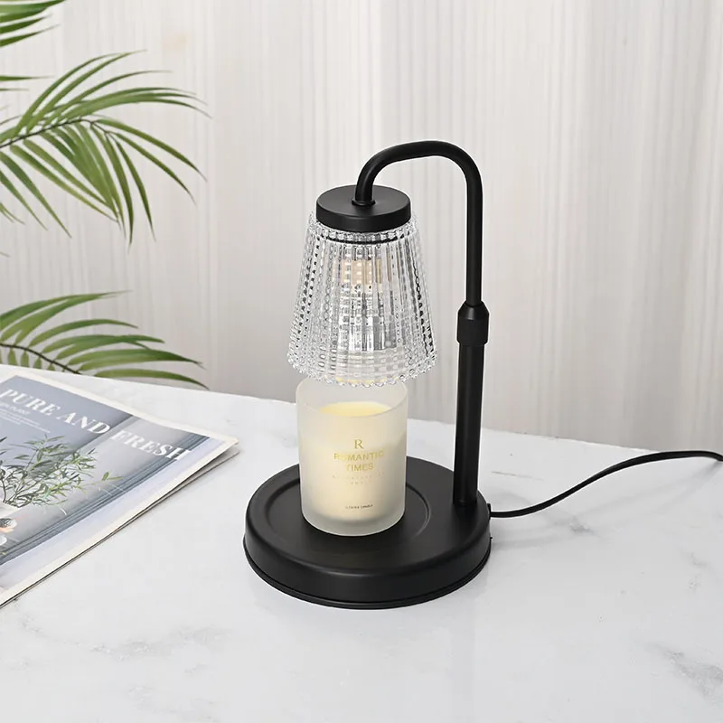 

Smart adjustable LED wax melting lamp & aromatherapy diffuser-dimmable warm light, flicker-free reading, sturdy wood/glass des