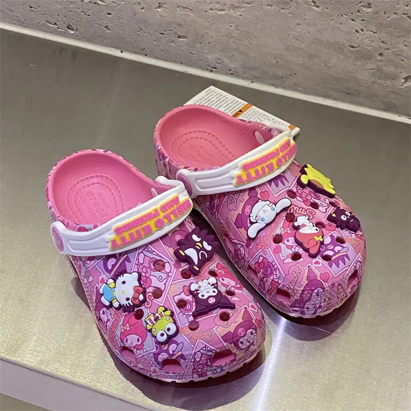 Sanrio Hello Kitty Kuromi Pochacco New Summer Girls Cartoon Children Slippers Non-Slip Wrap Sandals Children\'s birthday present