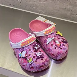 Sanrio Hello Kitty Kuromi Pochacco New Summer Girls Cartoon Children Slippers Non-Slip Wrap Sandals Children's birthday present